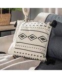 Poszewka płócienna 45x45 Boho 24 kremowa/stalowa Eurofirany 