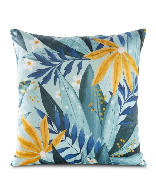 Poszewka velvet 45x45 Velvet 94 niebieska/żółta Eurofirany 