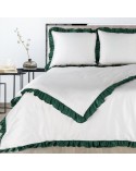 Pościel polycotton 160x200 + 2x70x80 Eliza biała/ciemnozielona Eurofirany
