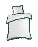 Pościel polycotton 160x200 + 2x70x80 Eliza biała/ciemnozielona Eurofirany