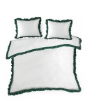 Pościel polycotton 200x220 + 2x70x80 Eliza biała/ciemnozielona Eurofirany