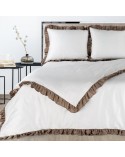 Pościel polycotton 160x200 + 2x70x80 Eliza biała/kawa Eurofirany