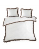 Pościel polycotton 200x220 + 2x70x80 Eliza biała/kawa Eurofirany