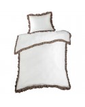 Pościel polycotton 200x220 + 2x70x80 Eliza biała/kawa Eurofirany
