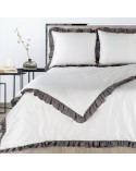 Pościel polycotton 160x200 + 2x70x80 Eliza biała/stalowa Eurofirany