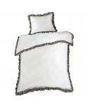 Pościel polycotton 160x200 + 2x70x80 Eliza biała/stalowa Eurofirany