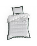 Pościel polycotton 160x200 + 2x70x80 Laura biała/ciemnozielona Eurofirany