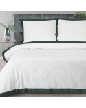 Pościel polycotton 200x220 + 2x70x80 Laura biała/ciemnozielona Eurofirany