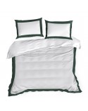 Pościel polycotton 200x220 + 2x70x80 Laura biała/ciemnozielona Eurofirany