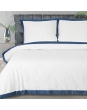Pościel polycotton 200x220 + 2x70x80 Laura biała/granatowa Eurofirany