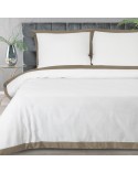 Pościel polycotton 200x220 + 2x70x80 Laura biała/kawa Eurofirany