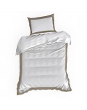 Pościel polycotton 200x220 + 2x70x80 Laura biała/kawa Eurofirany