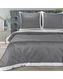 Pościel polycotton 160x200 + 2x70x80 Laura stalowa/biała Eurofirany