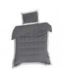 Pościel polycotton 160x200 + 2x70x80 Laura stalowa/biała Eurofirany