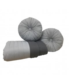 Komplet Narzuta dwustronna Vege Home 200x220 + 2 poduszki okrągłe stal