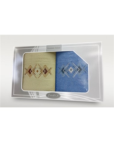 Ręcznik bawełna 70x140 kpl 2 szt Frotex Gift 2 w4 kremowy/niebieski Greno
