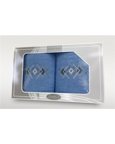 Ręcznik bawełna 50x90 + 70x140 kpl 2 szt Frotex Gift 2 w4 niebieski Greno