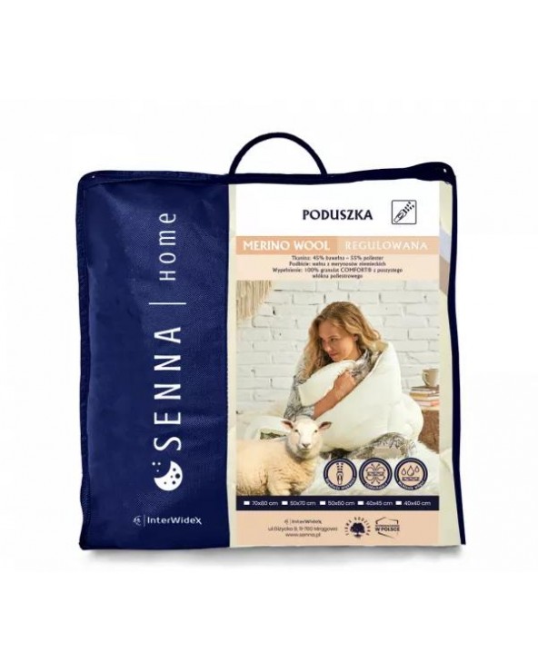 Poduszka 40x40 wełna z merynosów regulowana kremowa Merino Inter Widex Poduszka 40x40 wełna z merynosów regulowana kremowa Merino Inter Widex