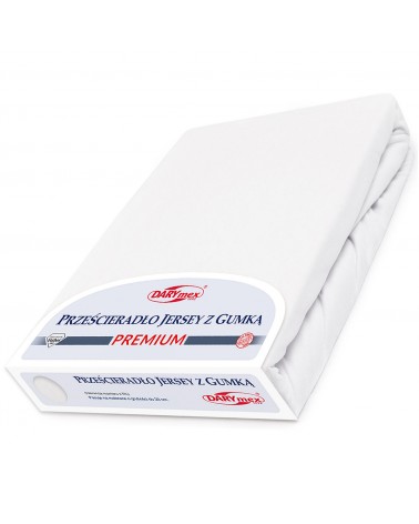 Prześcieradło bawełna jersey Premium 180x200x20 z gumką białe Darymex