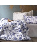 Pościel satyna bawełniana 160x200 + 2x70x80cm Blue Blanc Luxury Darymex 