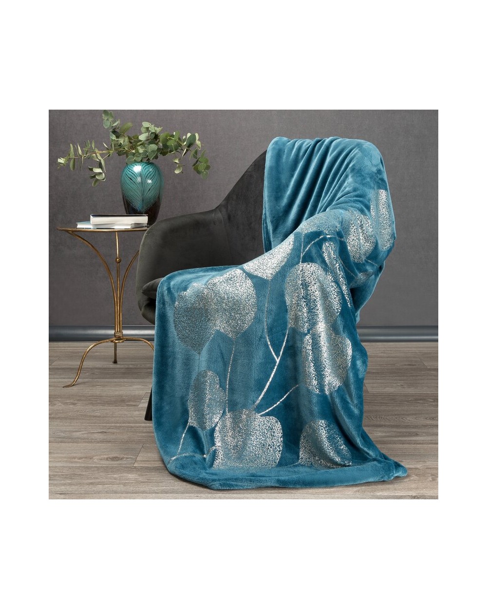 Koc pluszowy 150x200 Ginko 1 niebieski Eurofirany