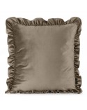 Poszewka velvet z falbaną 45x45 Brenda beżowa Eurofirany