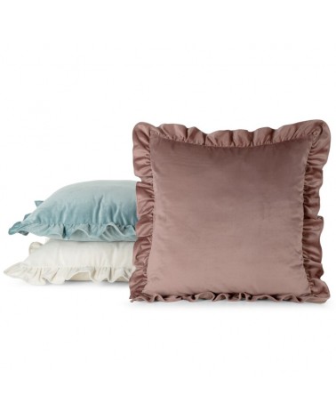 Poszewka velvet z falbaną 45x45 Brenda musztardowa Eurofirany