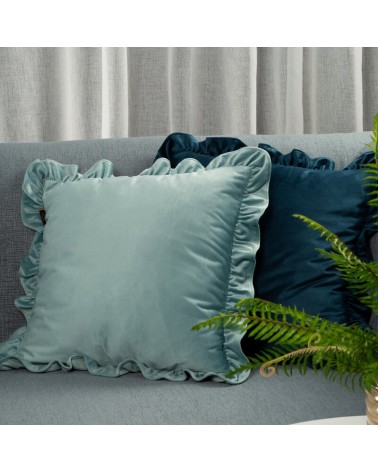 Poszewka velvet z falbaną 45x45 Brenda musztardowa Eurofirany