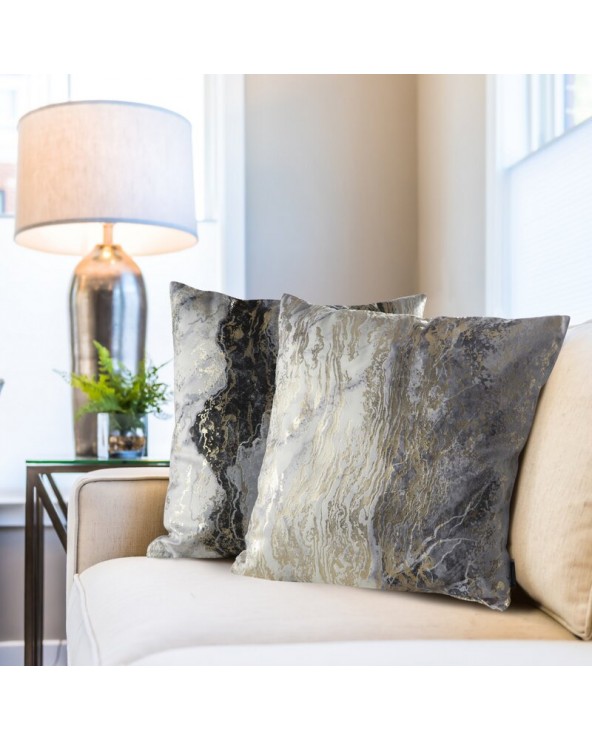 Poszewka velvet 45x45 Sofi srebrna/stalowa Eurofirany