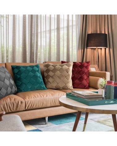 Poszewka velvet 50x70 Sofia bordowa Eurofirany