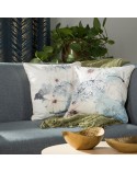 Poszewka velvet 45x45 Velvet 125 kremowa/niebieska Eurofirany