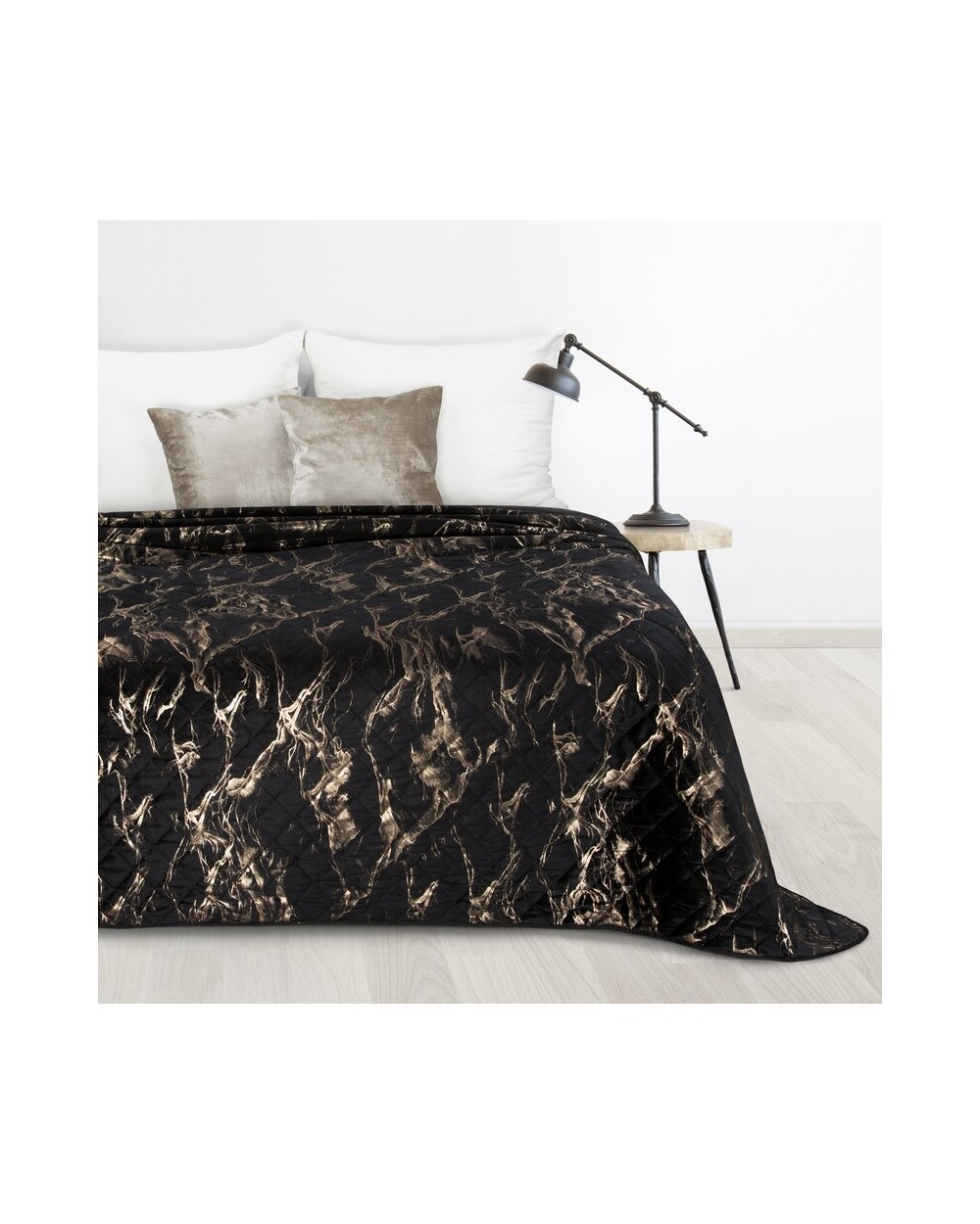 Narzuta velvet 170x210 Luiz 6 czarna/złota Eurofirany