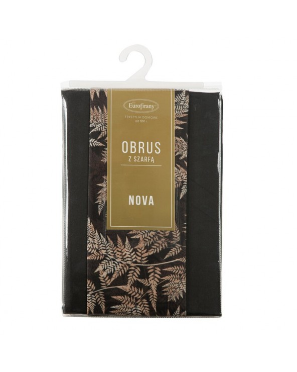 Obrus 140x220 z bieżnikiem 33x220 Anita czarny kpl 2 szt Eurofirany