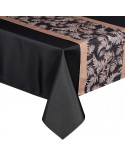 Obrus 140x260 z bieżnikiem 33x260 Anita czarny kpl 2 szt Eurofirany