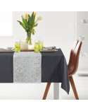 Obrus 140x260 z bieżnikiem 33x260 Anita stalowy kpl 2 szt Eurofirany