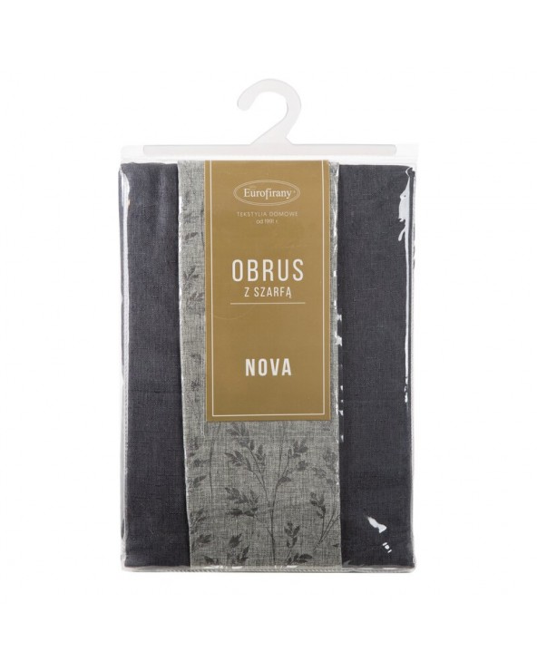Obrus 140x260 z bieżnikiem 33x260 Anita stalowy kpl 2 szt Eurofirany