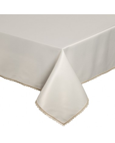 Obrus z koronką 140x220 Lace kremowy/szampański Eurofirany