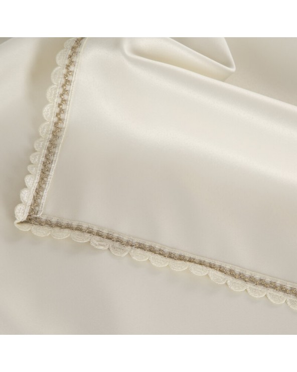 Obrus z koronką 140x220 Lace kremowy/szampański Eurofirany