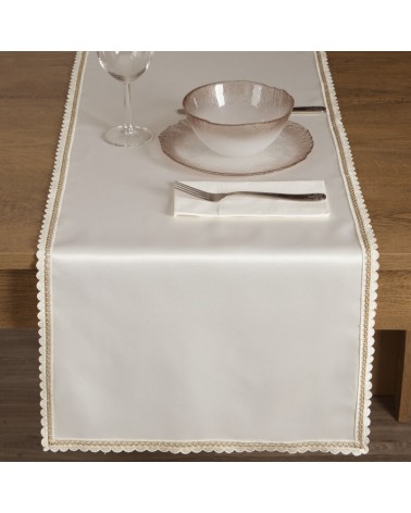 Bieżnik z koronką 40x140 Lace kremowy/szampański Eurofirany