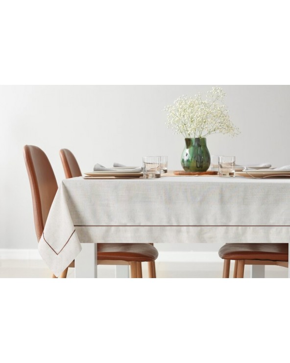 Obrus z lnem 85x85 Natu 9 naturalny/brązowy Eurofirany
