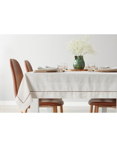 Obrus z lnem 85x85 Natu 9 naturalny/brązowy Eurofirany