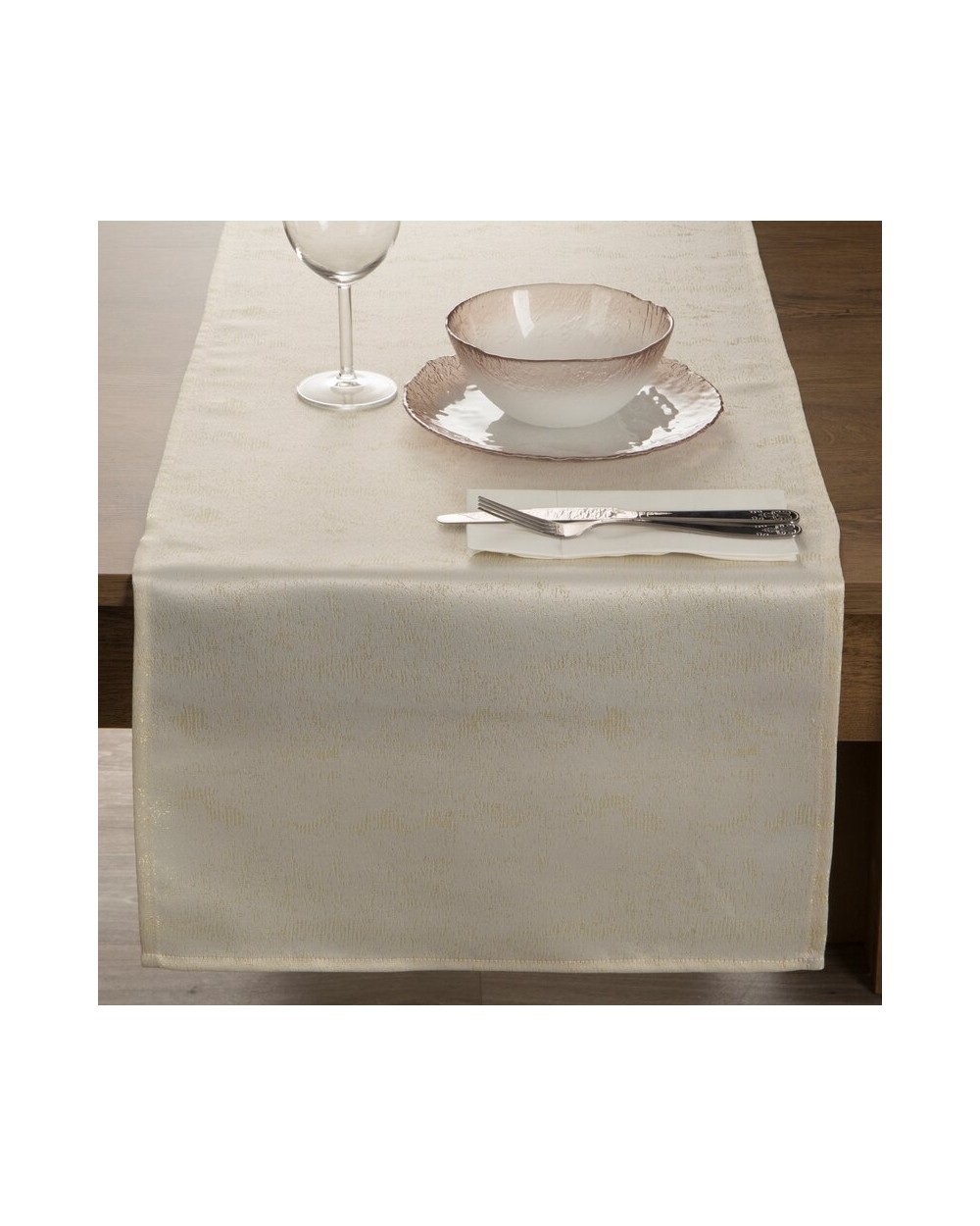 Bieżnik błyszczący 40x140 Sparkle kremowy/złoty Eurofirany