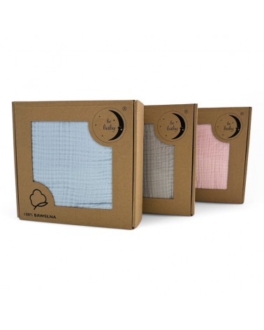 Kocyk muślinowy bawełna 100x120 BeBaby beżowy Poldaun
