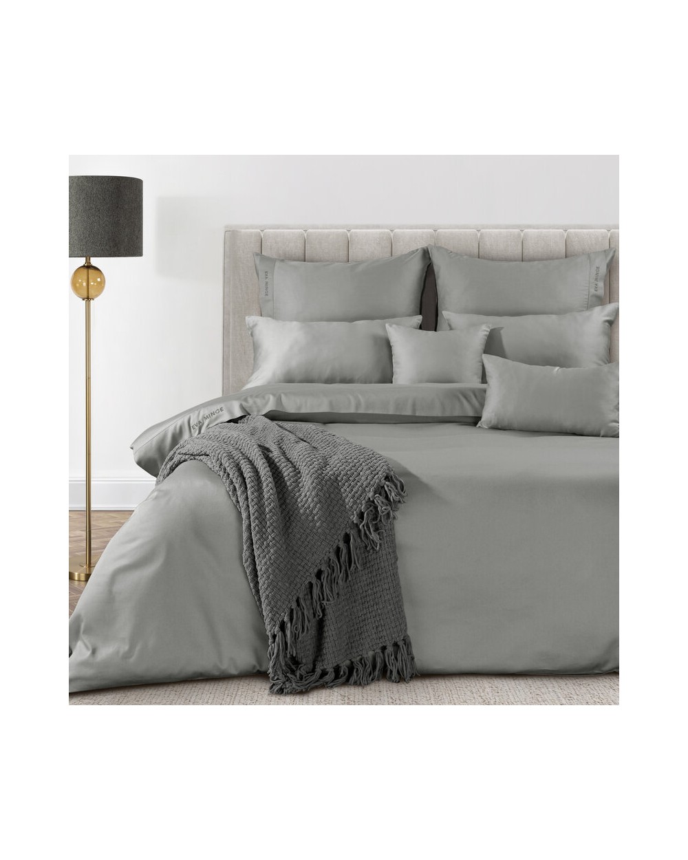 Pościel makosatyna 200x220 + 2x70x80cm Elegant 1C stalowa Eurofirany