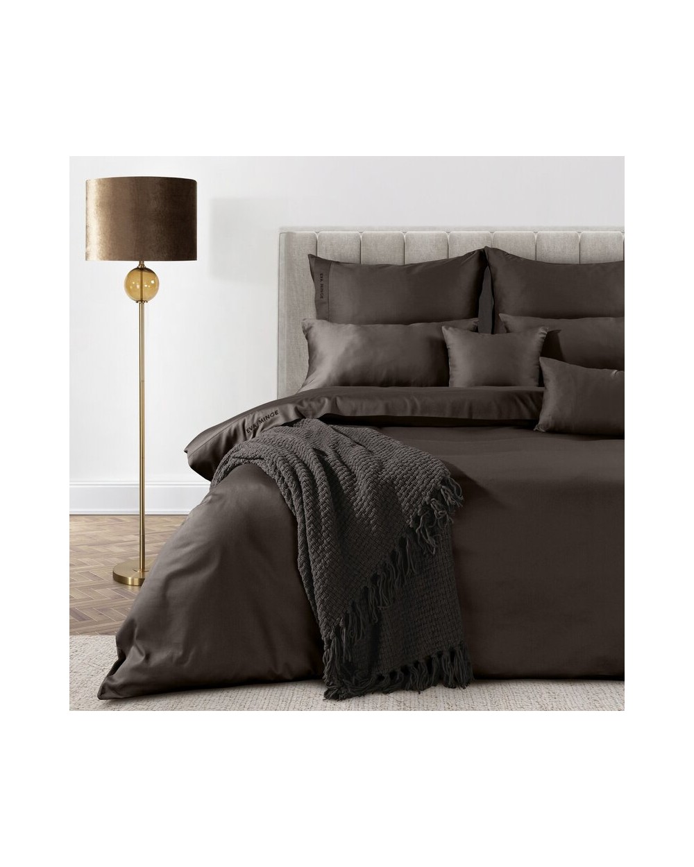 Pościel makosatyna 200x220 + 2x70x80cm Elegant 1G brązowa Eurofirany