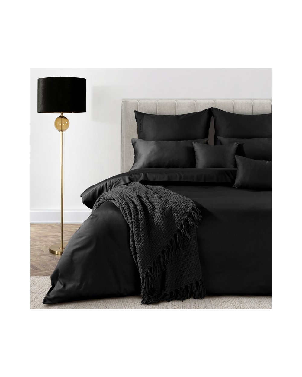 Pościel makosatyna 200x220 + 2x70x80cm Elegant 1B czarna Eurofirany