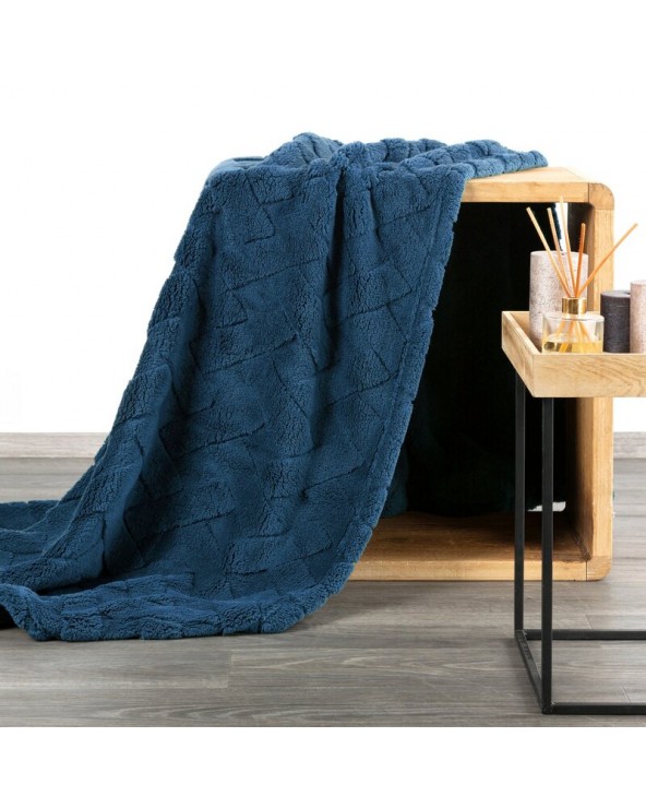 Koc pluszowy 150x200 Caro granatowy Eurofirany