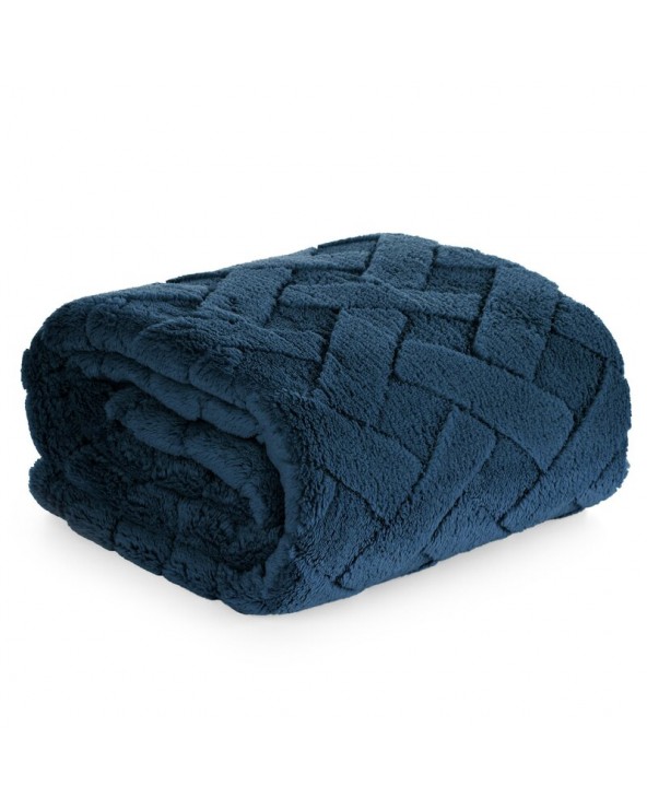 Koc pluszowy 150x200 Caro granatowy Eurofirany