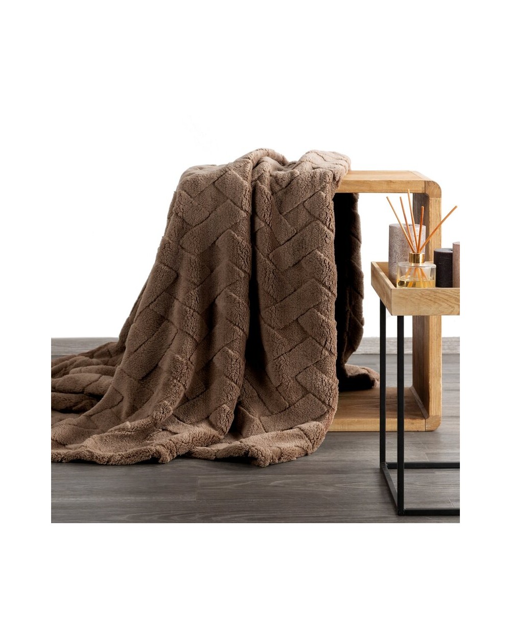 Koc pluszowy 170x210 Caro ciemnobrązowy Eurofirany