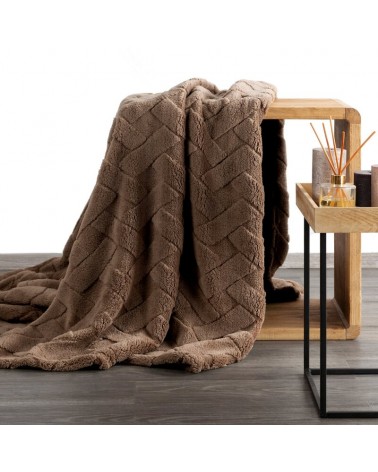 Koc pluszowy 170x210 Caro ciemnobrązowy Eurofirany